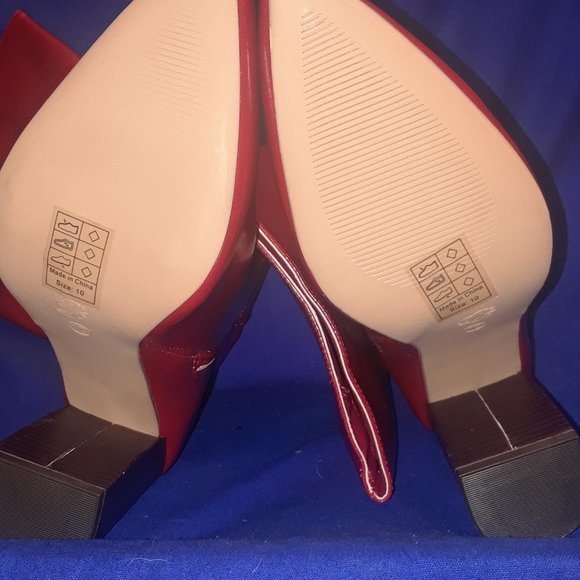 Gloss Lady Faux Leather Knee-High Boots / BURGUNDY - Picture 4 of 6